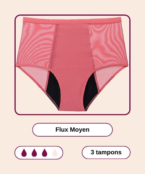 Culotte menstruelle rose taille haute - VERONICA