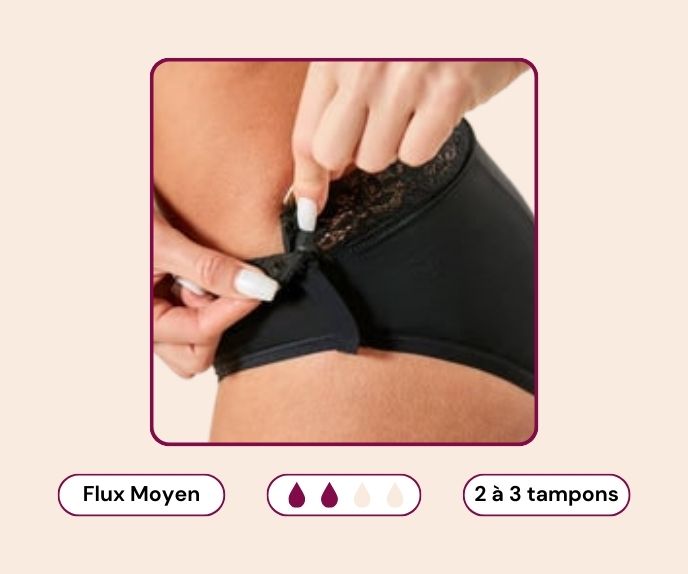 Culotte menstruelle détachable noire EVY