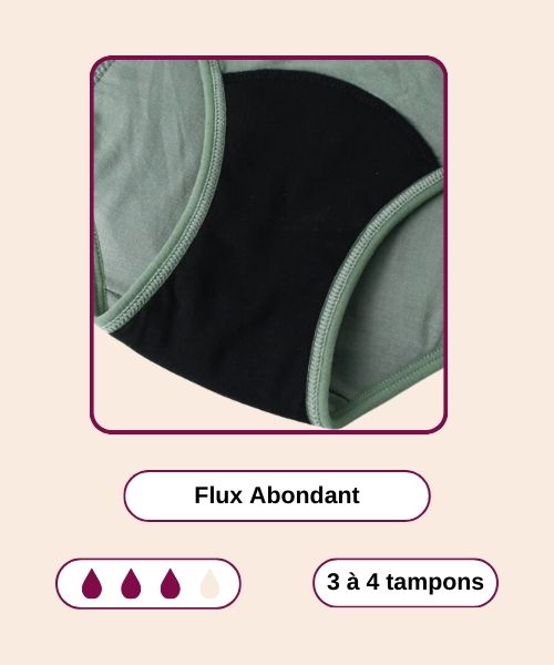 Culotte menstruelle kaki flux abondant - VERA