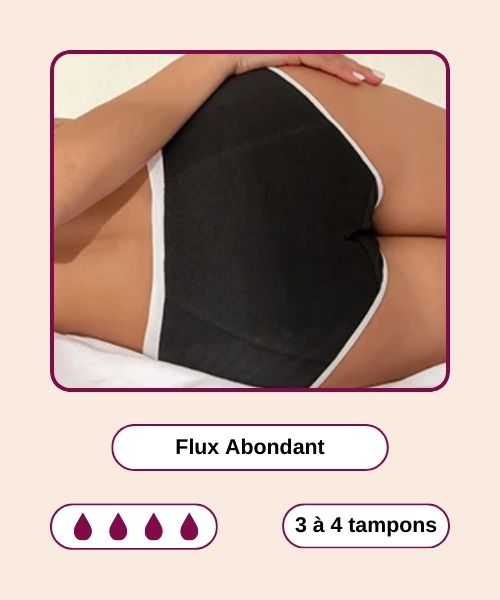 Shorty menstruel sportwear noir et blanc - LAURE