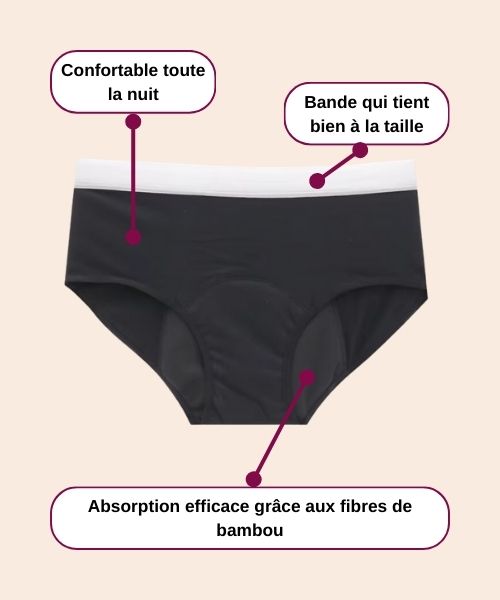 Shorty menstruel sportwear noir et blanc - LAURE